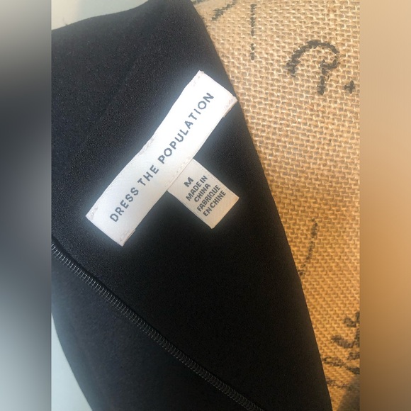 DRESS THE POPULATION BLACK SWEETHEART NECKLINE MIDI ELLE MODERN SHEATH DRESS - Picture 2 of 8
